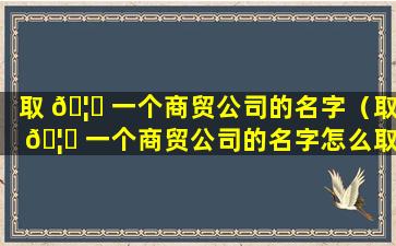 取 🦍 一个商贸公司的名字（取 🦁 一个商贸公司的名字怎么取）